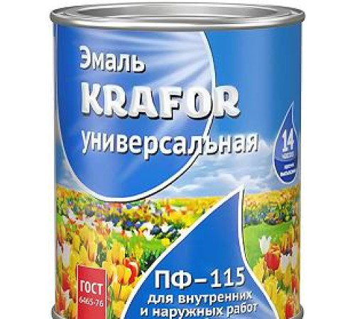 Эмаль ПФ-115 KRAFOR желтая 20кг — Новобаза в Новомосковске