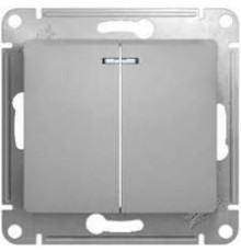 Выключатель с подсвет. 2-кл. СП Glossa 10А IP20 механизм АЛЮМИНИЙ Systeme Electric GSL000353