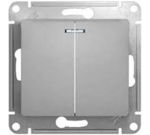 Выключатель с подсвет. 2-кл. СП Glossa 10А IP20 механизм АЛЮМИНИЙ Systeme Electric GSL000353 — Новобаза в Новомосковске