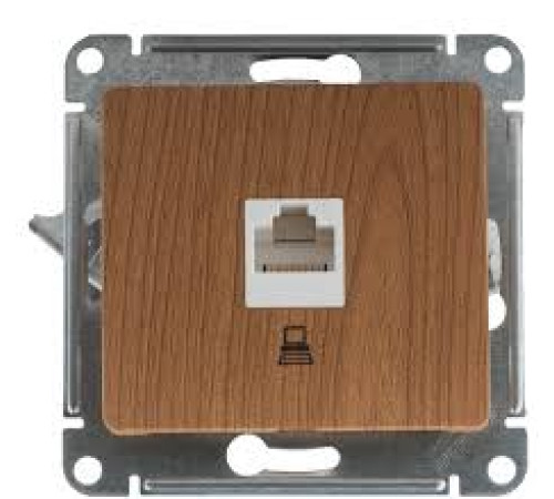 Розетка компьютерная 1-м СП Glossa RJ45 кат.5E механизм дерево дуб SE GSL000581K — Новобаза в Новомосковске