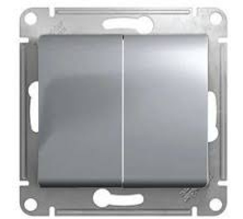 Выключатель 2-кл. СП Glossa 10А IP20 механизм АЛЮМИНИЙ Systeme Electric GSL000351 — Новобаза в Новомосковске