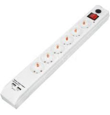 Удлинитель с сет.фильтр. 6гн. 3м 2хUSB BURO