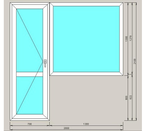 Балконный блок ArtecStandart60 2-х камерн 1300х1300х700х2100 — Новобаза в Новомосковске