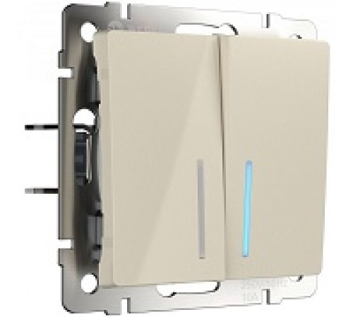 WL03-SW-2G-LED-ivory Выключатель с подсвет. 2-кл. СЛОНОВАЯ КОСТЬ Werkel — Новобаза в Новомосковске