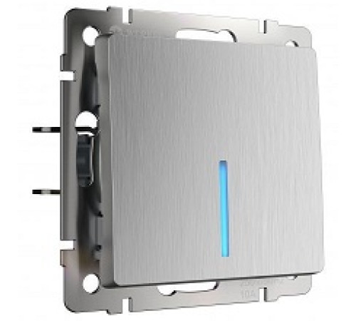 WL09-SW-1G-LED Выключатель с подсветкой 1-кл. СЕРЕБРЯНЫЙ РИФЛЕНЫЙ Werkel — Новобаза в Новомосковске