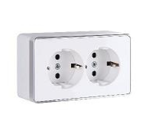 Розетка двойная с заземлением Gallant (белая) — Новобаза в Новомосковске