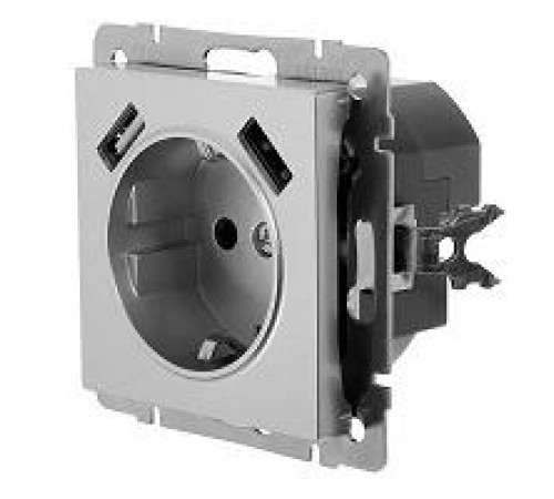 Werkel WL06-SKGS-USB-Роз. с/з+2 USB(серебряный) — Новобаза в Новомосковске
