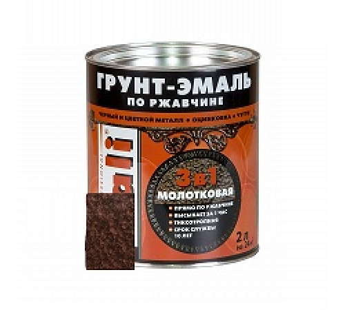 Грунт-эмаль по ржавч DALI молотковая 2л шокол — Новобаза в Новомосковске