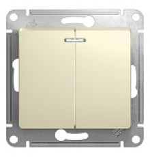Выключатель с подсвет. 2-кл. СП Glossa 10А IP20 механизм БЕЖЕВЫЙ Systeme Electric GSL000253