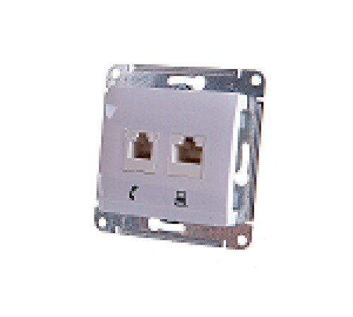 Механизм роз. 2-м комп.+ тел.Glossa RJ45+RJ11 бел — Новобаза в Новомосковске