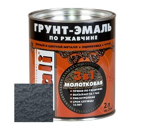 Грунт-эмаль по ржавч DALI молотковая 2л черная — Новобаза в Новомосковске