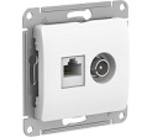 Розетка комп+телевиз.2-м Glossa RJ45+TV бел.Glossa — Новобаза в Новомосковске