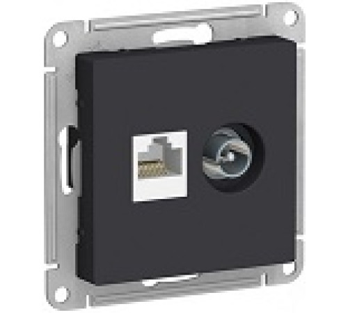 Розетка 2-м СП AtlasDesign RJ45 кат.5E + TV КАРБОН SE ATN001089 — Новобаза в Новомосковске
