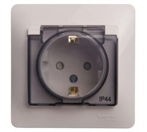 Розетка 1-м 16А защ.шт.с крыш.с/з граф IP44 Glossa — Новобаза в Новомосковске