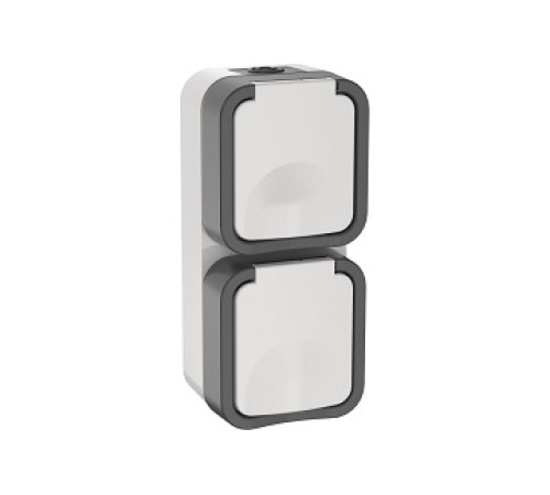 Розетка 2-м ОП TORS 16А IP55 TS222 горизонт. с зазе. с крышкой бел. iEK TS-R26-16-55-G-K41 — Новобаза в Новомосковске