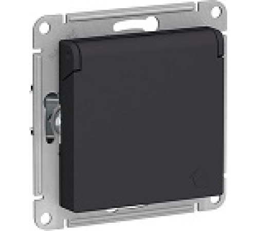Розетка 1-м СП AtlasDesign 16А IP20 с заземл. защ. шторки с крышкой механизм карбон SE ATN001046 — Новобаза в Новомосковске