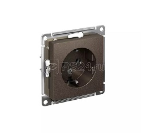 Розетка 1-м СП AtlasDesign 16А IP20 с заземл. механизм мокко SE ATN000643 — Новобаза в Новомосковске