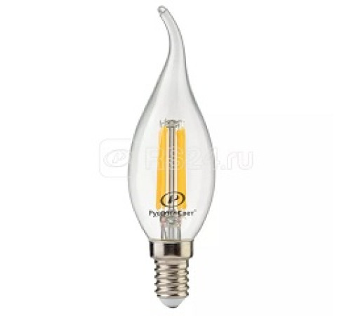 Лампа светодиодная филаментная RS F BXS E14 7W 220-240V 2700К 7Вт 810лм Ra 90 свеча на ветру Русский Свет — Новобаза в Новомосковске