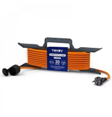 Удлинитель-шнур на рамке 1х30м б/з 6А IP44 2х0.75 с защ. крышкой TOKOV ELECTRIC