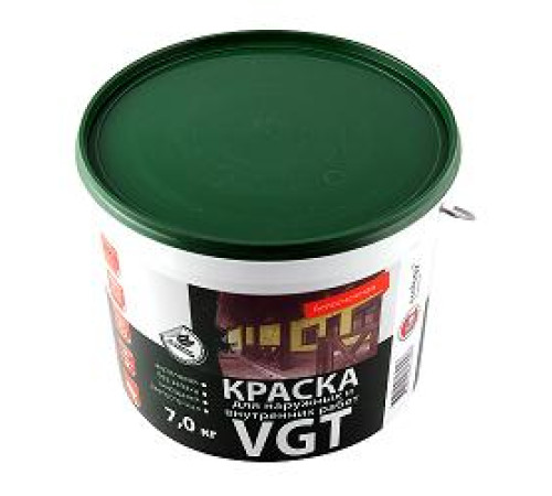 Краска ВД-АК-1180 для наружн/внутр работ моющаяся белоснежная VGT 7кг — Новобаза в Новомосковске